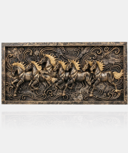 Seven Running Horses 3D Relief Wall Plaque