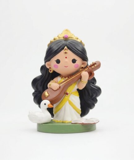 Saraswati Veena Chibi Figurine | Goddess of Knowledge & Music