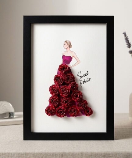 A Love Story in Roses — 3D Rose Dress Art Frame