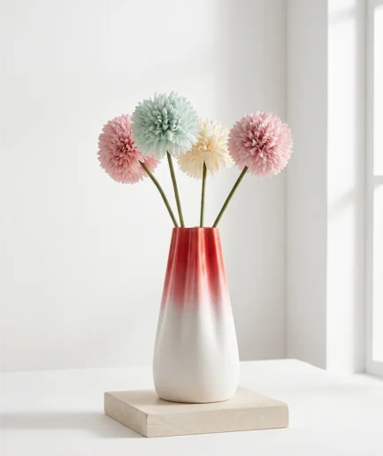 Crimson Fold Floral Vase | Modern Sculpted Decor Vase